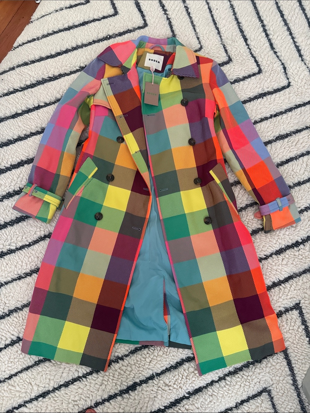 NWT Boden Neon Belted Trench Coat - Picture 2 of 6